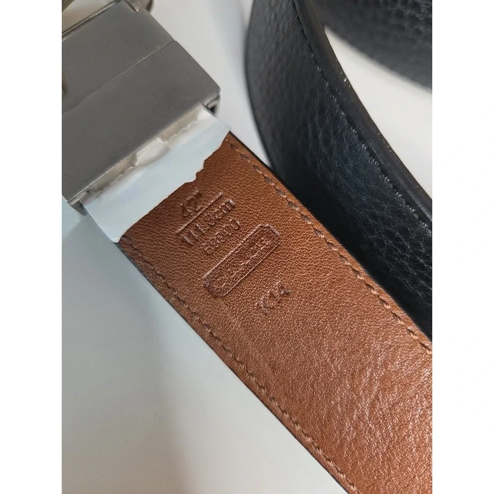 Coach Black Brown‎ Reversible Leather Belt Sz 42 Silver Buckle 69900